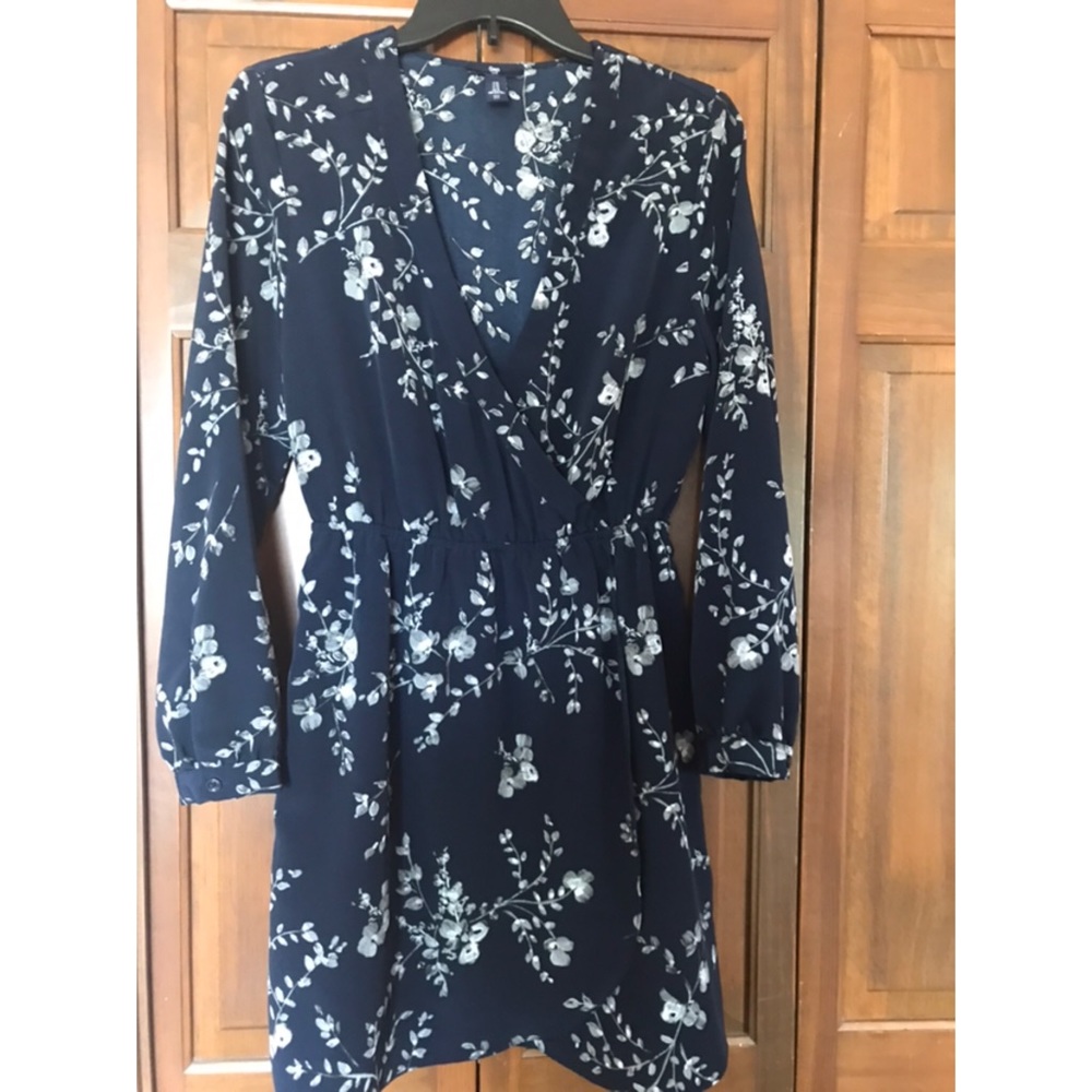 Navy Floral Wrap Dress